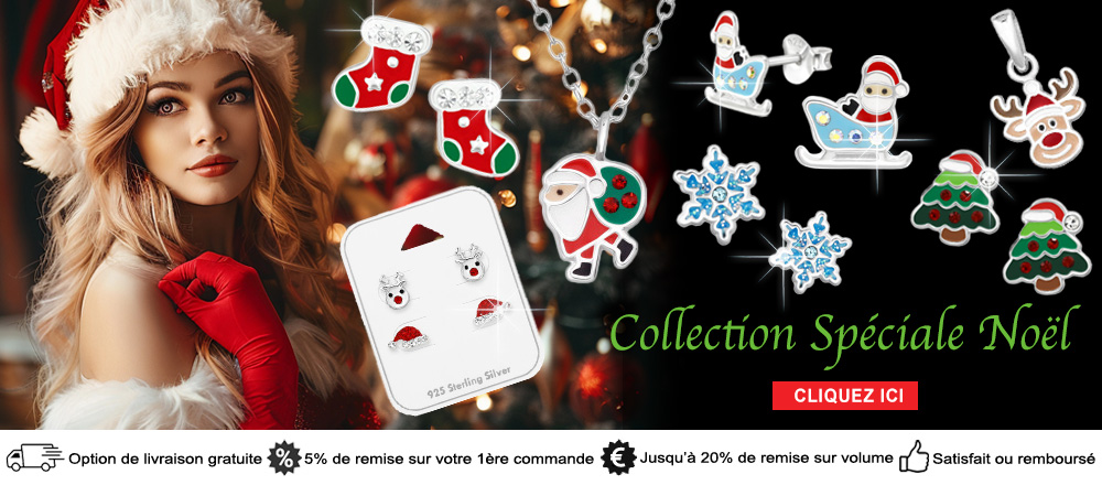 Vente en gros de bijoux en argent 925 pour noël